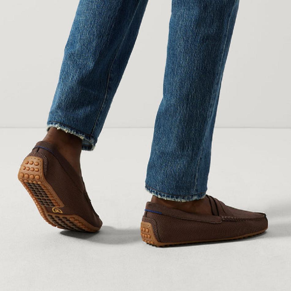 Men's Rothy's The Driving Loafers Brown | AUDYB96710
