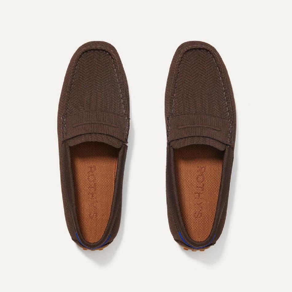 Men's Rothy's The Driving Loafers Brown | AUDYB96710