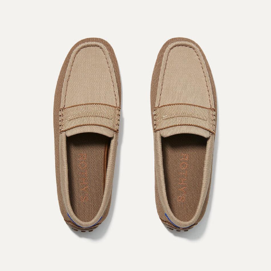 Men's Rothy's The Driving Loafers Brown | AUXMI49079