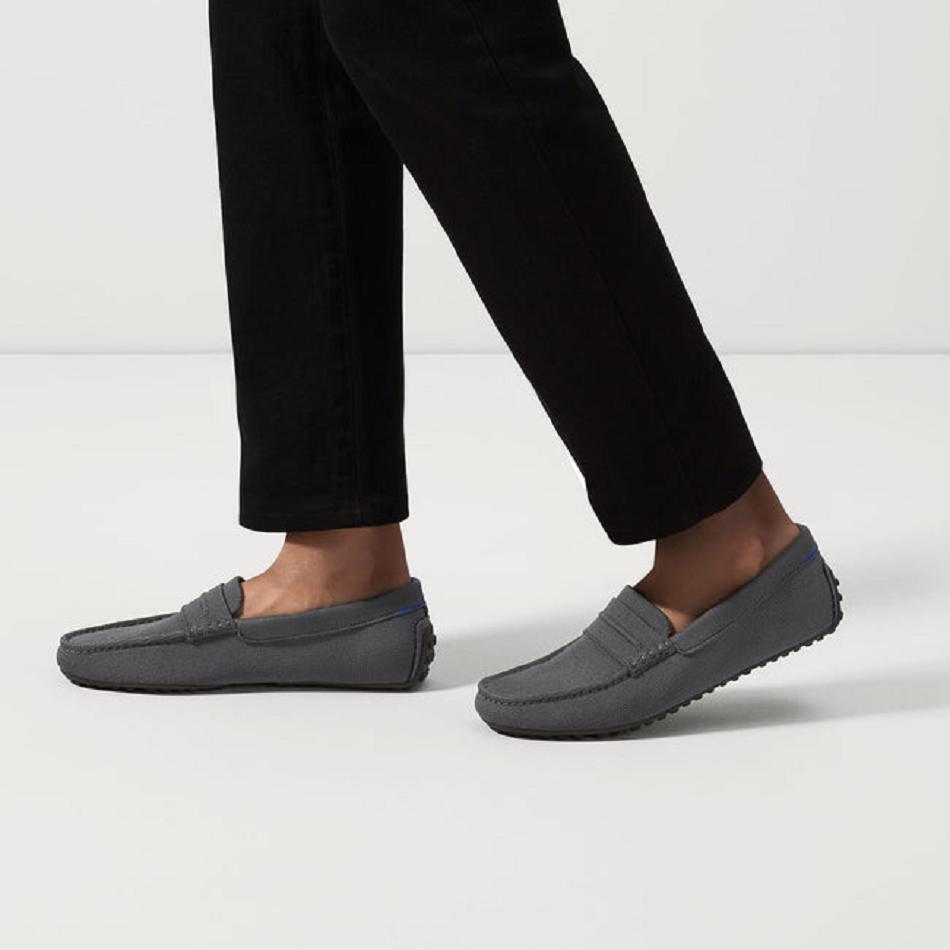 Men's Rothy's The Driving Loafers Deep Grey | MAUFT95372
