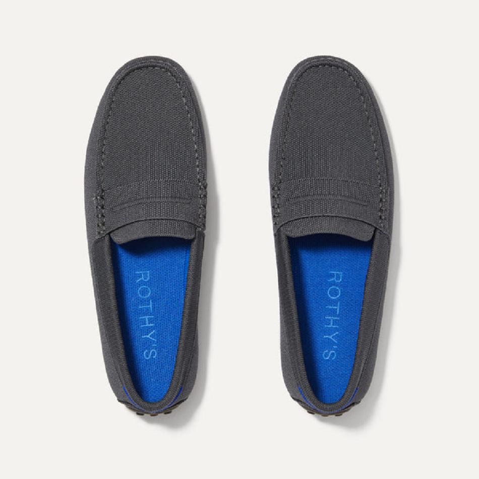 Men's Rothy's The Driving Loafers Deep Grey | MAUFT95372
