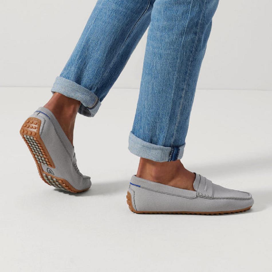 Men's Rothy's The Driving Loafers Grey | EAUHC49655