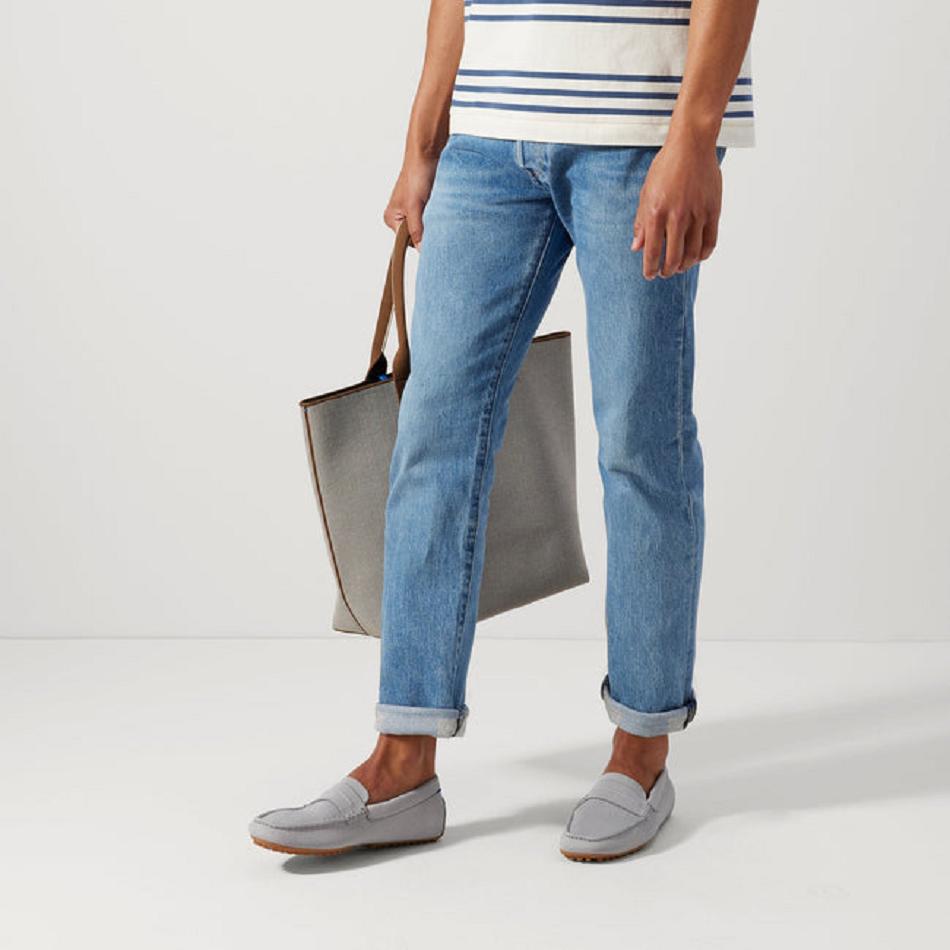 Men's Rothy's The Driving Loafers Grey | EAUHC49655