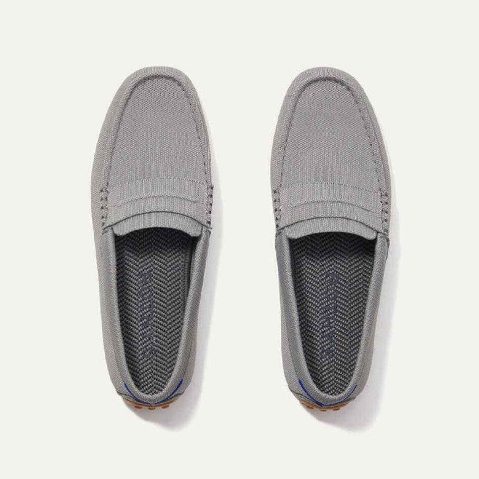 Men's Rothy's The Driving Loafers Grey | EAUHC49655