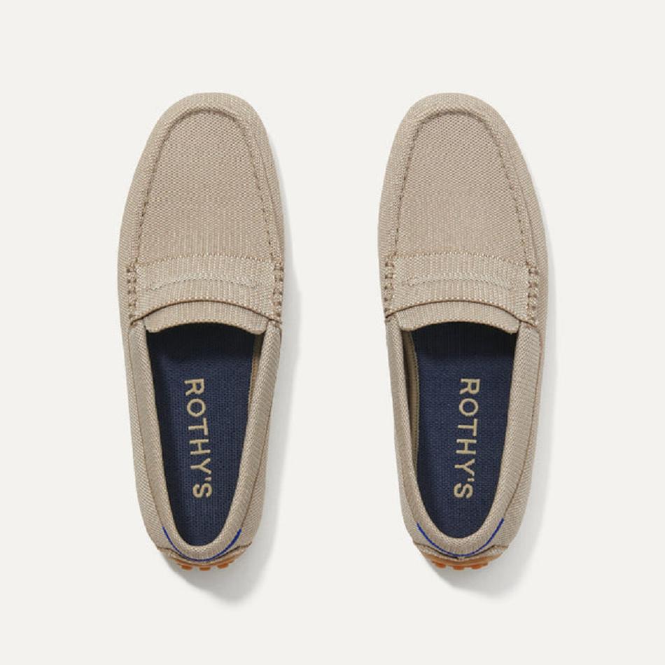Men's Rothy's The Driving Loafers White | BAUSD83779
