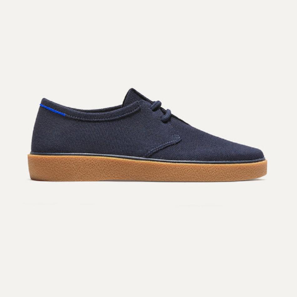 Men\'s Rothy\'s The Monty Lace Up Shoes Navy | EAUHC76836
