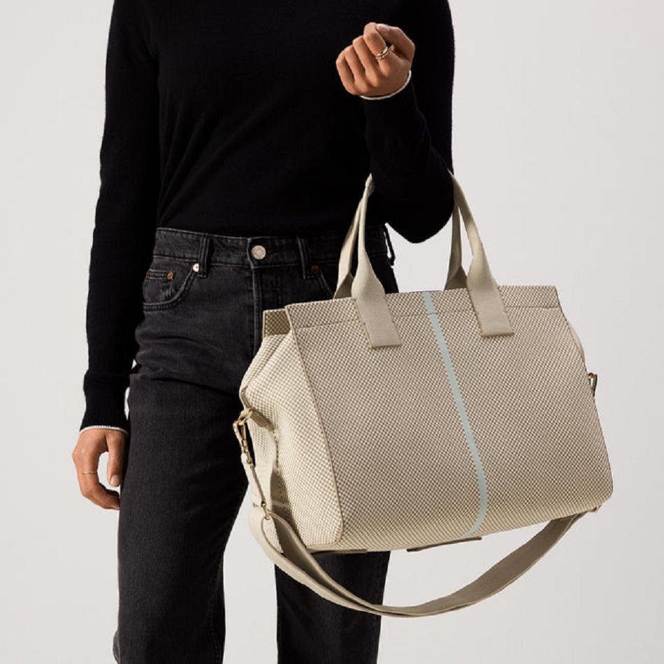 Men's Rothy's The Overnighter Travel Bags Beige | AUEGJ16613