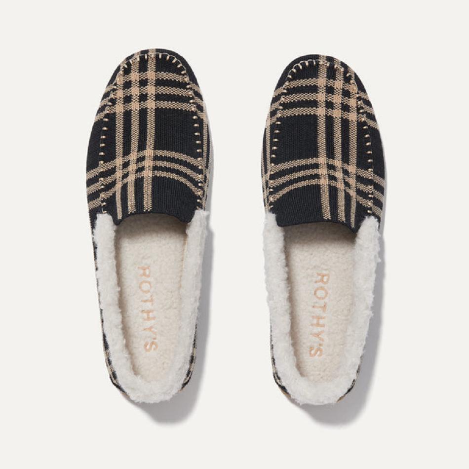 Men's Rothy's The Slipper Slippers Black / Brown | AUDYB14060