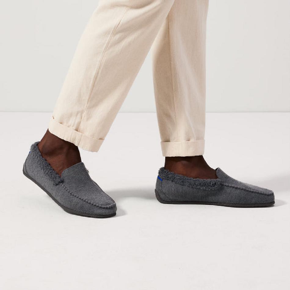Men's Rothy's The Slipper Slippers Blue / Grey | SAUNY40005