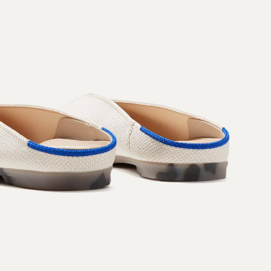 Women's Rothy's The Almond Demi Flat Shoes White | AUJKU27624