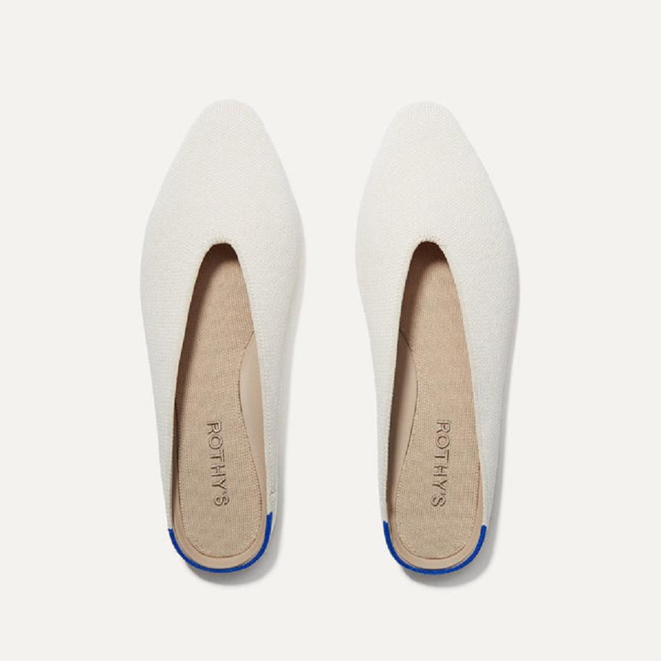 Women\'s Rothy\'s The Almond Demi Flat Shoes White | AUJKU27624