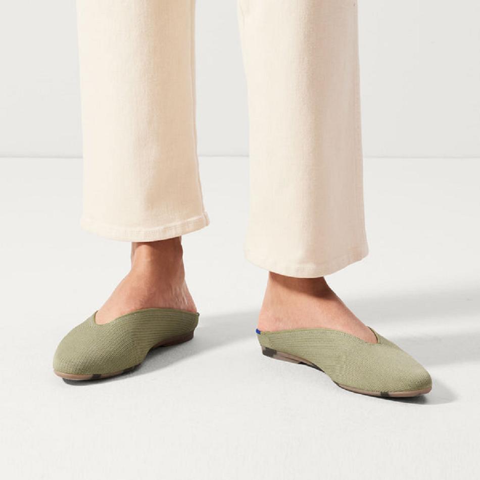Women's Rothy's The Almond Demi Mules Green | GAUEC87237