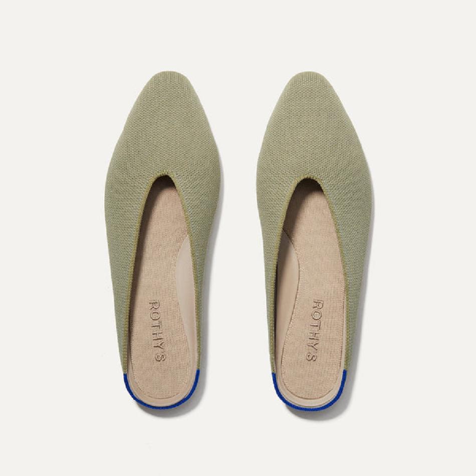 Women\'s Rothy\'s The Almond Demi Mules Green | GAUEC87237