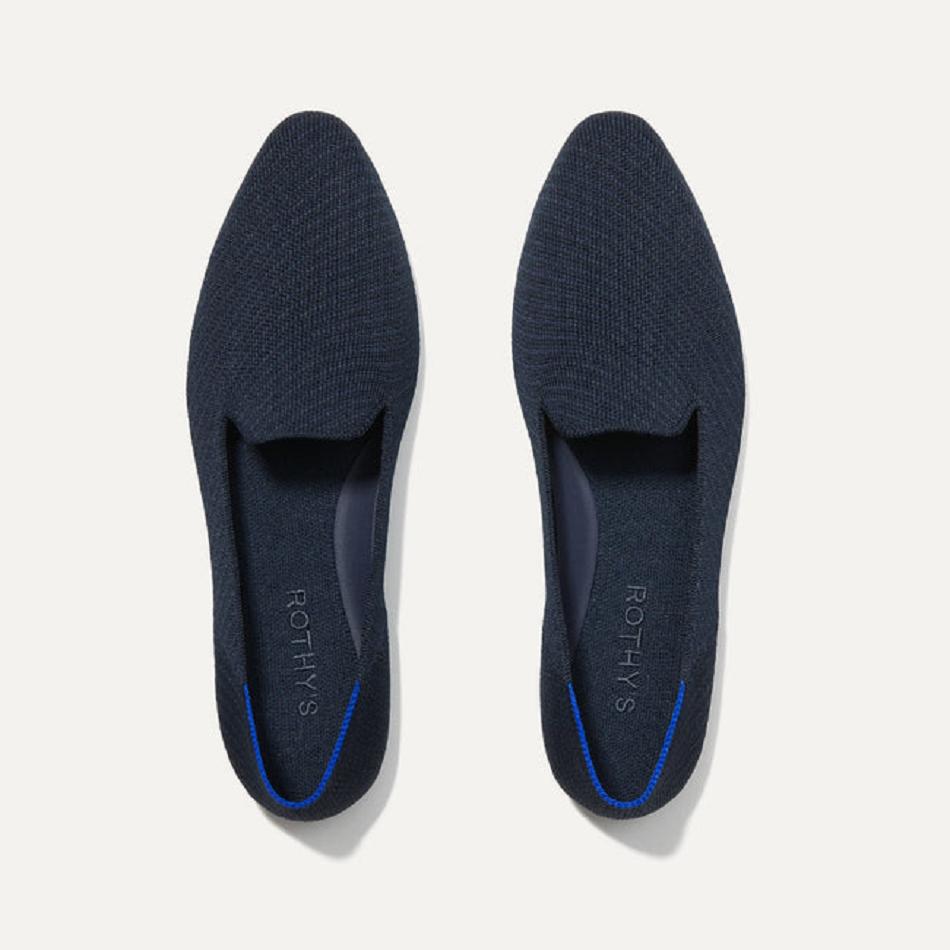 Women\'s Rothy\'s The Almond Loafer Flat Shoes Navy | AUJKU90589