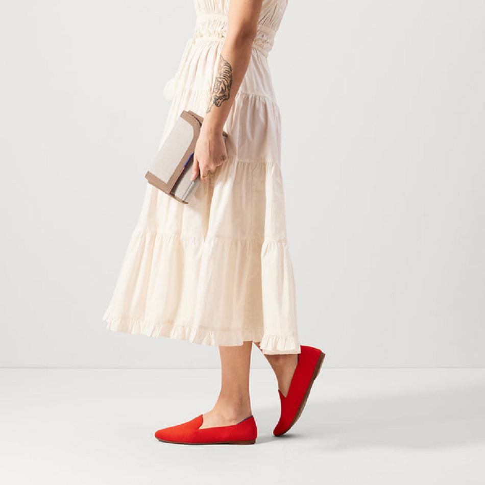 Women's Rothy's The Almond Loafer Flat Shoes Red | AUNEJ92758