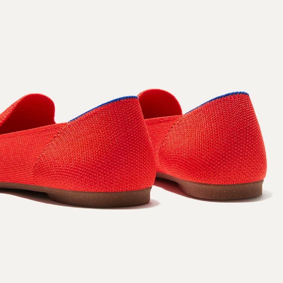 Women's Rothy's The Almond Loafer Flat Shoes Red | AUNEJ92758