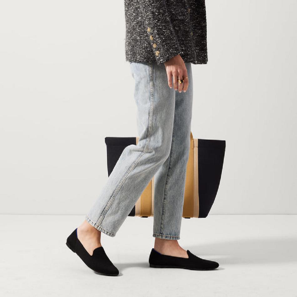 Women's Rothy's The Almond Loafer Flat Shoes Black | AUXBR17127