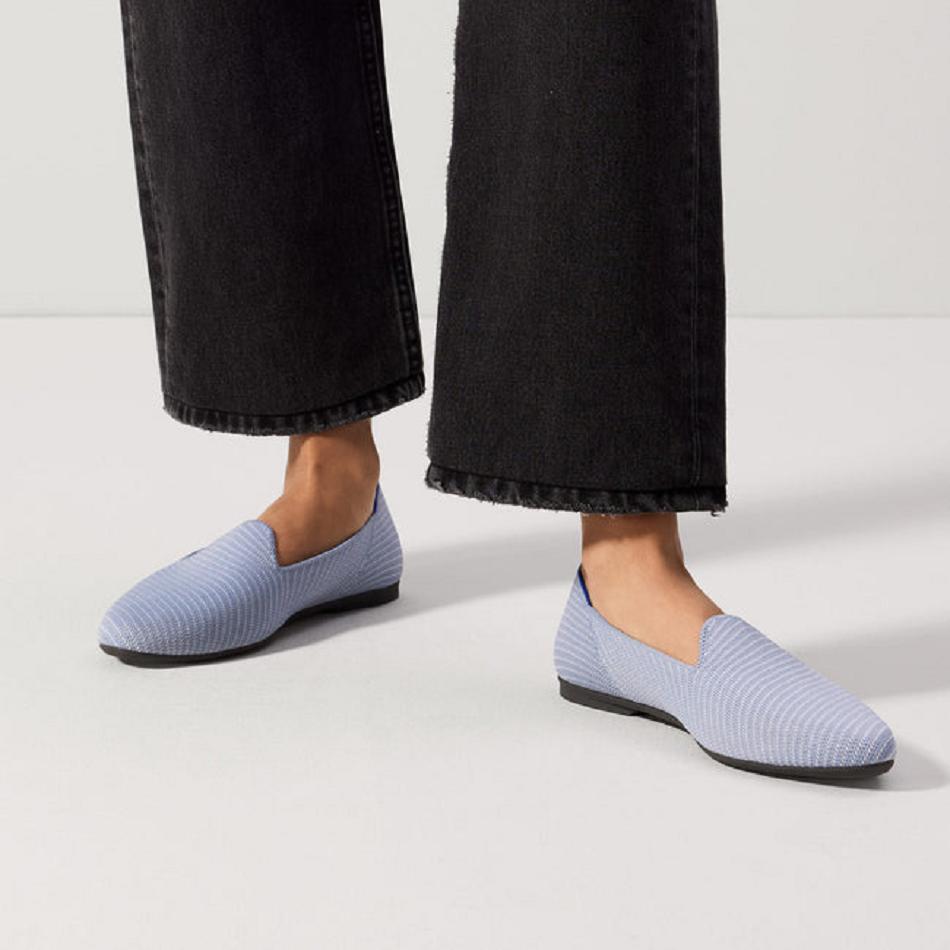 Women's Rothy's The Almond Loafer Flat Shoes Blue | EAUHC97110