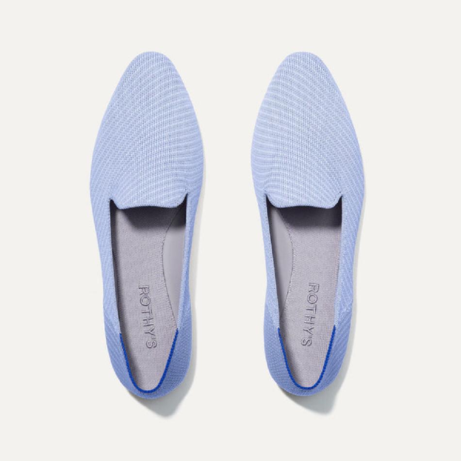 Women\'s Rothy\'s The Almond Loafer Flat Shoes Blue | EAUHC97110