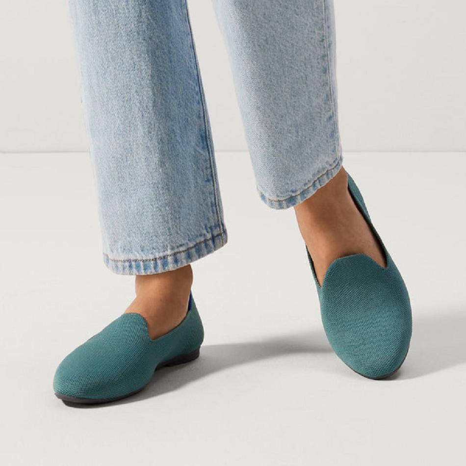 Women's Rothy's The Almond Loafer Flat Shoes Blue / Olive | LAUSX59459