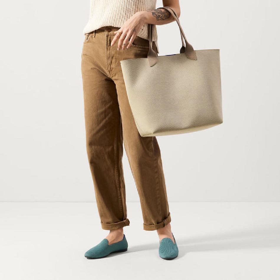Women's Rothy's The Almond Loafer Flat Shoes Blue / Olive | LAUSX59459