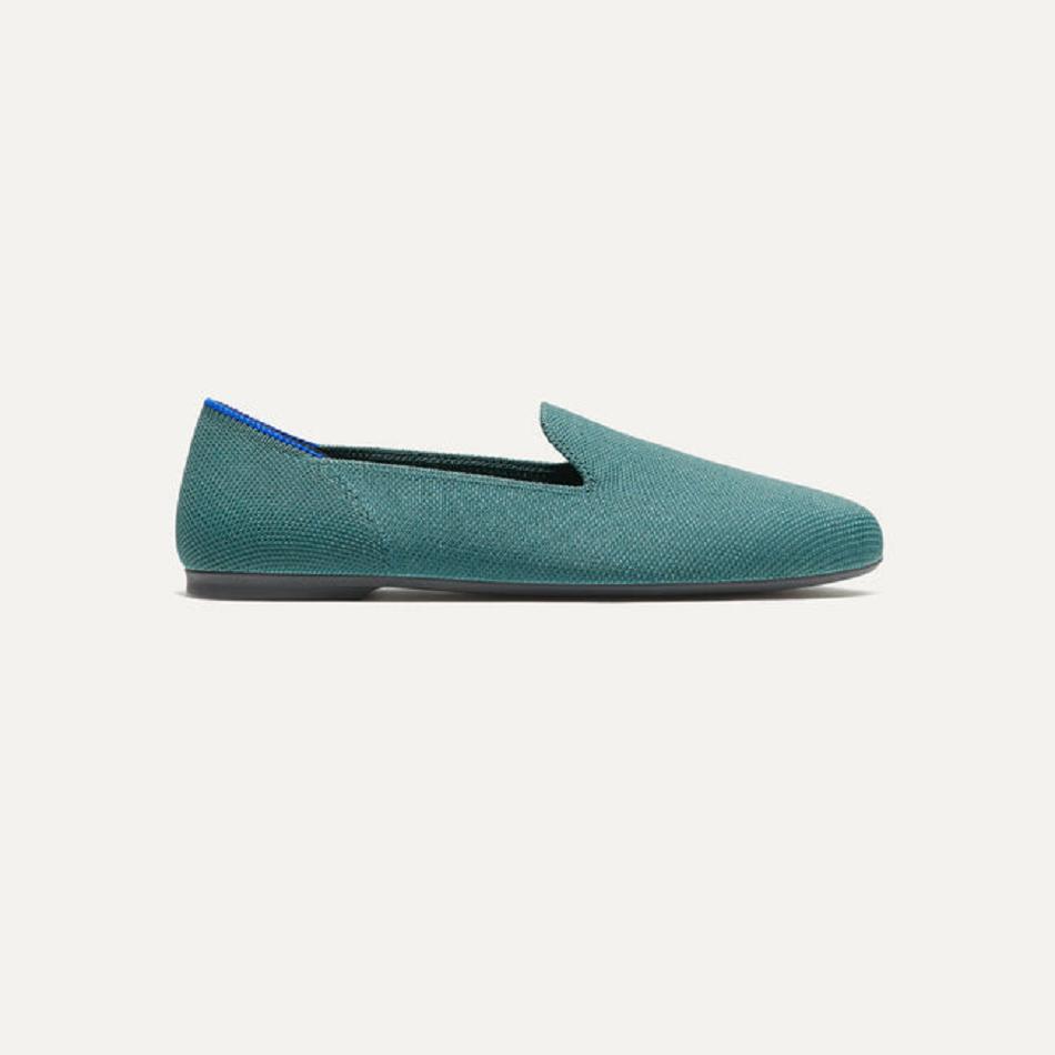 Women's Rothy's The Almond Loafer Flat Shoes Blue / Olive | LAUSX59459