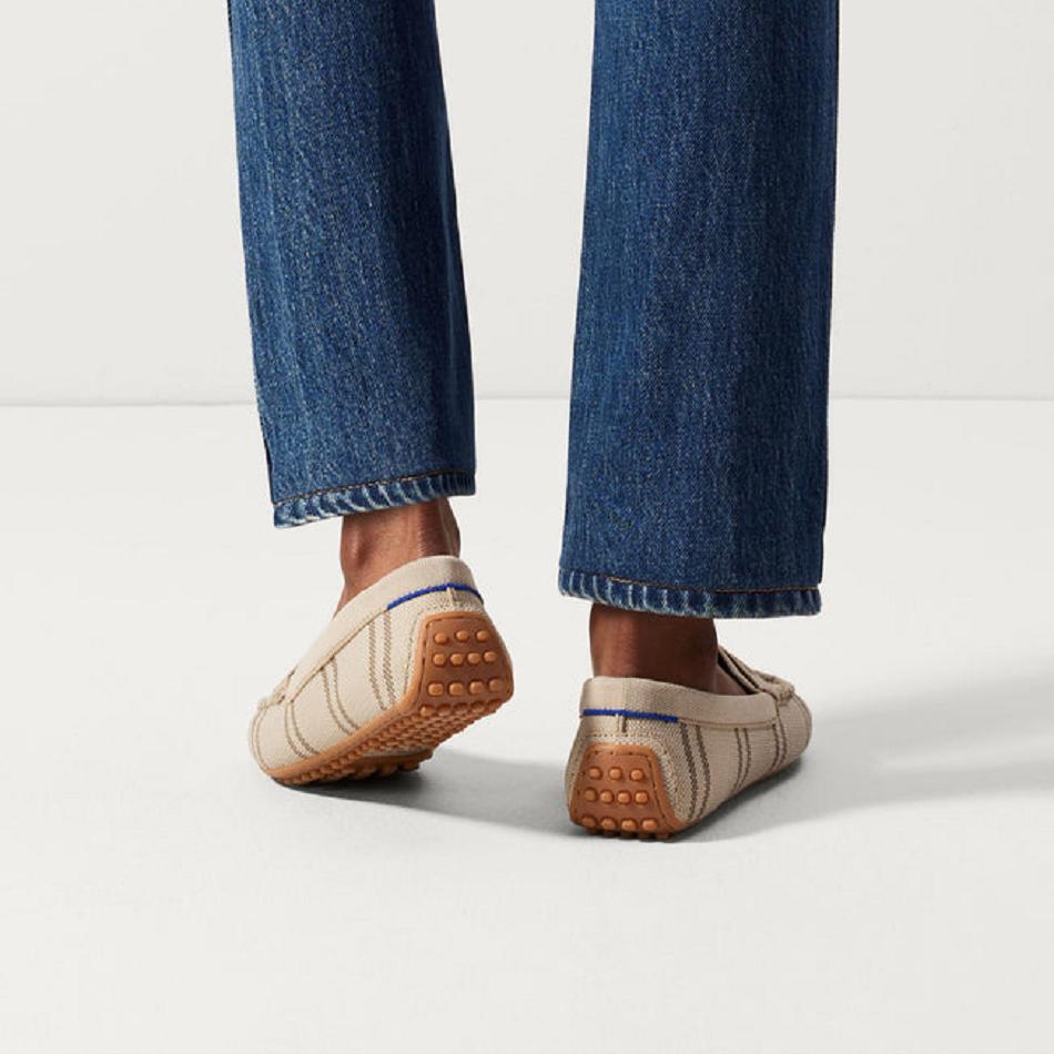 Women's Rothy's The Driver Flat Shoes Beige | AAUWC69004