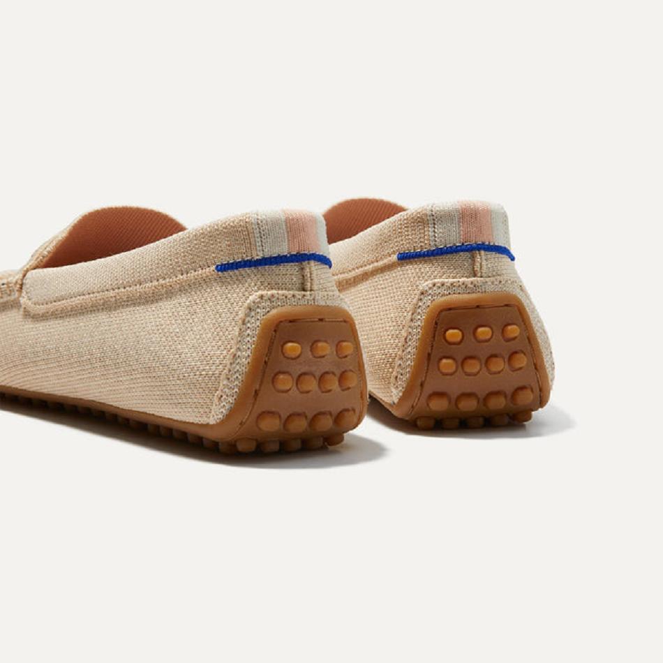 Women's Rothy's The Driver Flat Shoes Beige | AUDFL72843