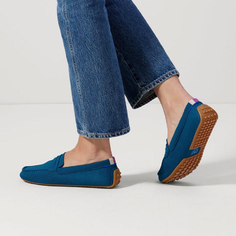 Women's Rothy's The Driver Flat Shoes Blue | AUDYB17718