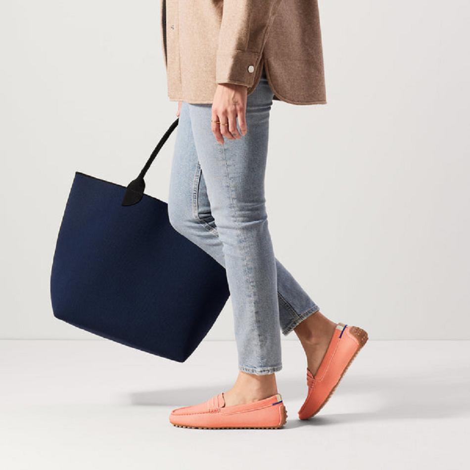 Women's Rothy's The Driver Flat Shoes Coral | QAUUV93599