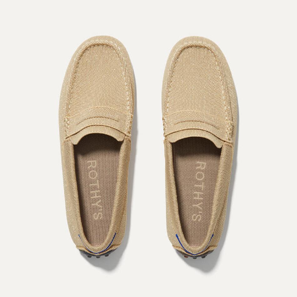Women's Rothy's The Driver Flat Shoes Gold | AUDFL28211