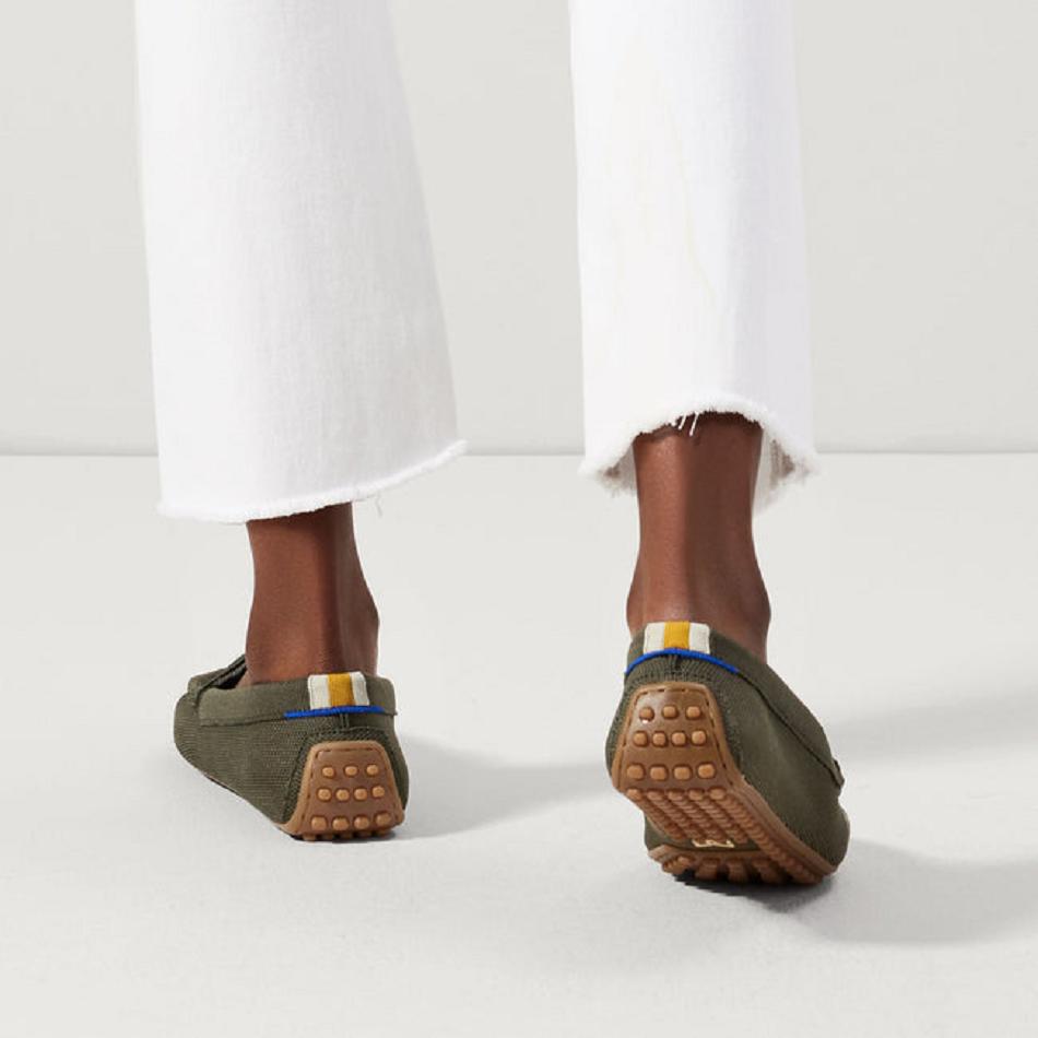 Women's Rothy's The Driver Flat Shoes Grey Green | BAUSO54922