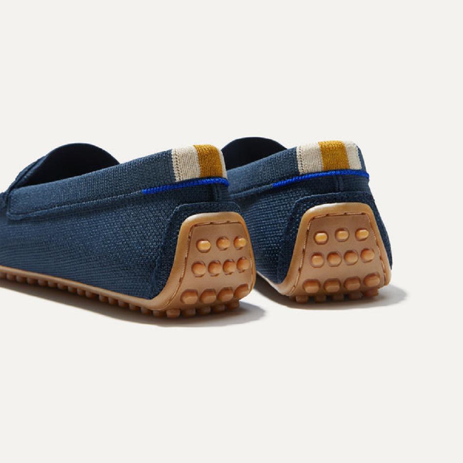 Women's Rothy's The Driver Flat Shoes Navy | AUEAH17759