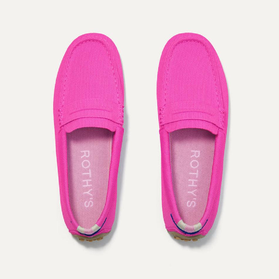 Women's Rothy's The Driver Flat Shoes Pink | ZAUNQ93916