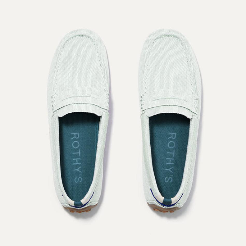 Women\'s Rothy\'s The Driver Flat Shoes Turquoise | SAUNY73057