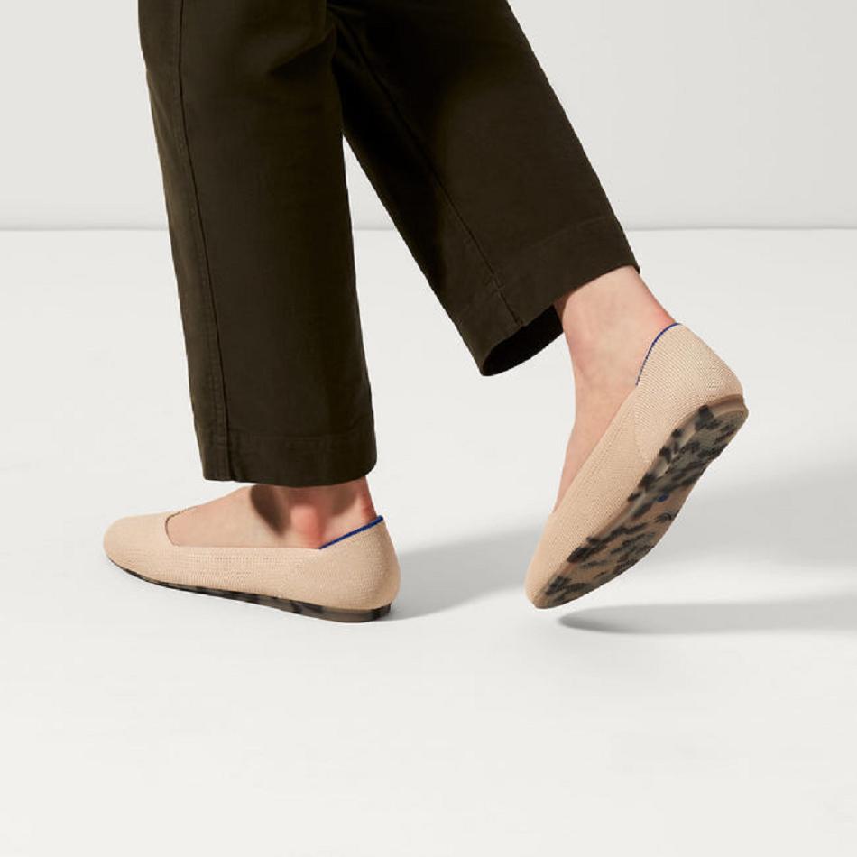Women's Rothy's The Flat Flat Shoes Beige | PAUQX66902