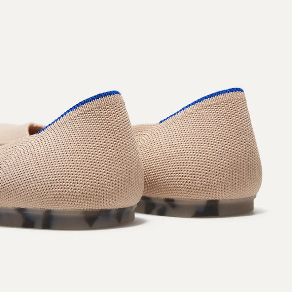 Women's Rothy's The Flat Flat Shoes Beige | PAUQX66902