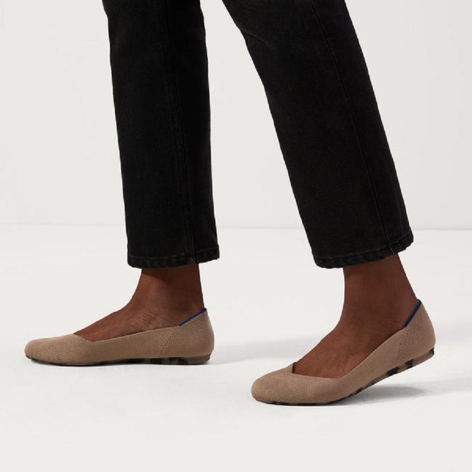 Women's Rothy's The Flat Flat Shoes Beige | XAUBH59298