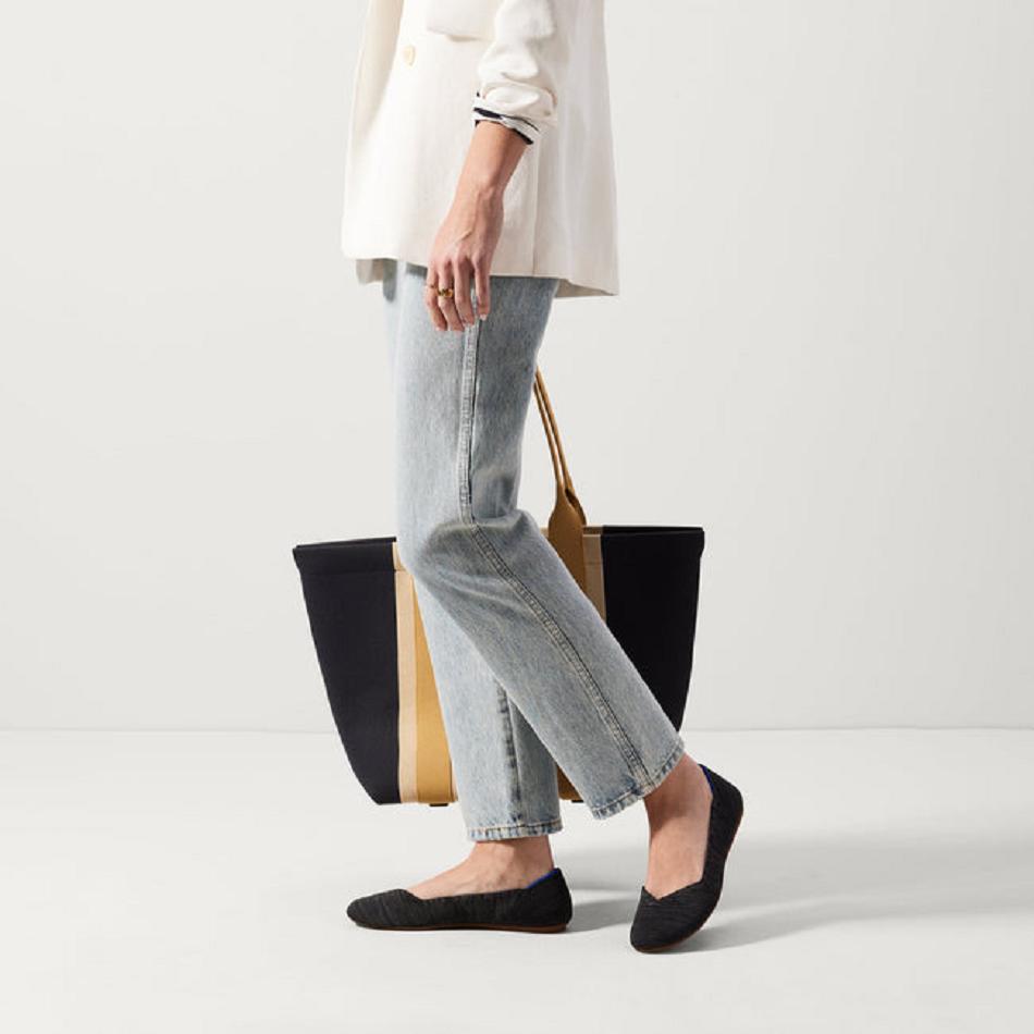 Women's Rothy's The Flat Flat Shoes Black | EAUVG66947