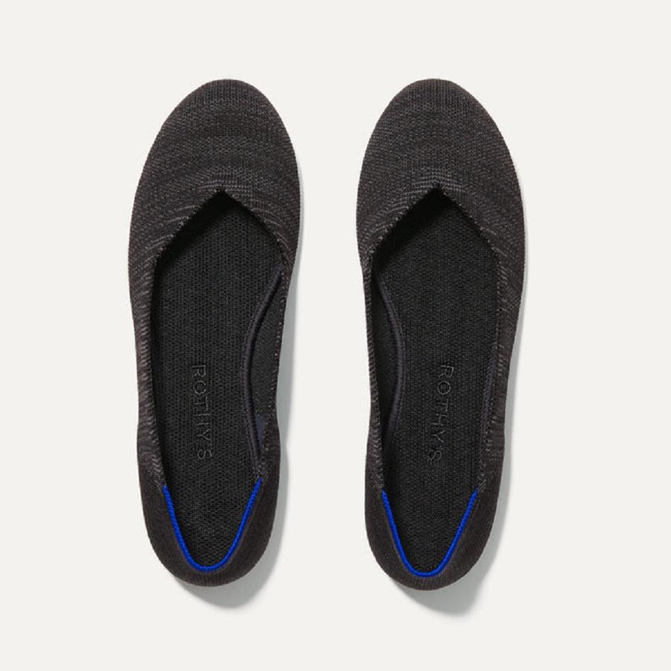 Women\'s Rothy\'s The Flat Flat Shoes Black | EAUVG66947