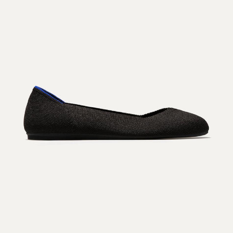 Women's Rothy's The Flat Flat Shoes Black | UAUTG73897