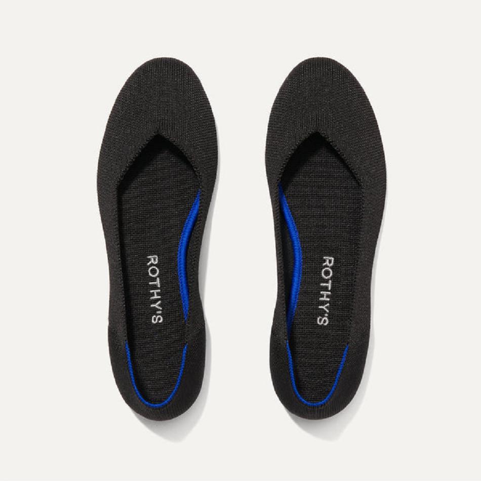 Women\'s Rothy\'s The Flat Flat Shoes Black | UAUTG73897