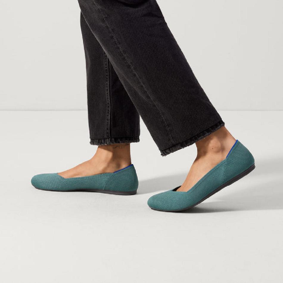 Women's Rothy's The Flat Flat Shoes Blue / Olive | AUZPD23246