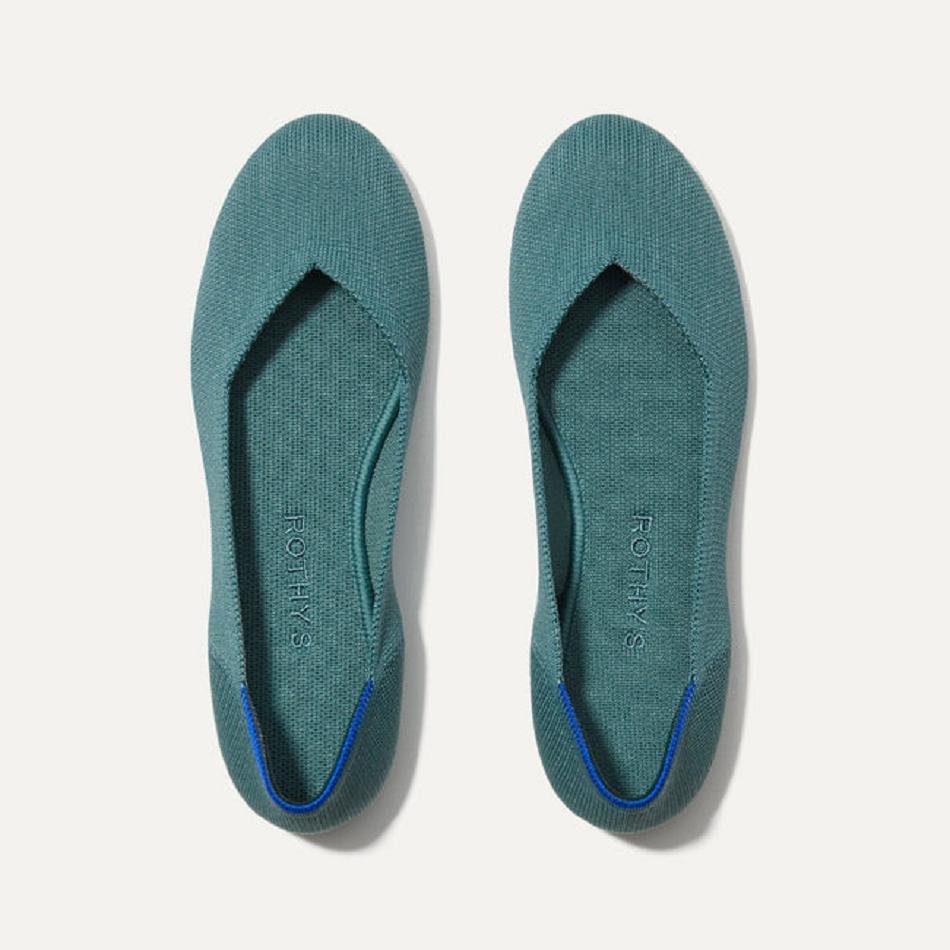 Women\'s Rothy\'s The Flat Flat Shoes Blue / Olive | AUZPD23246