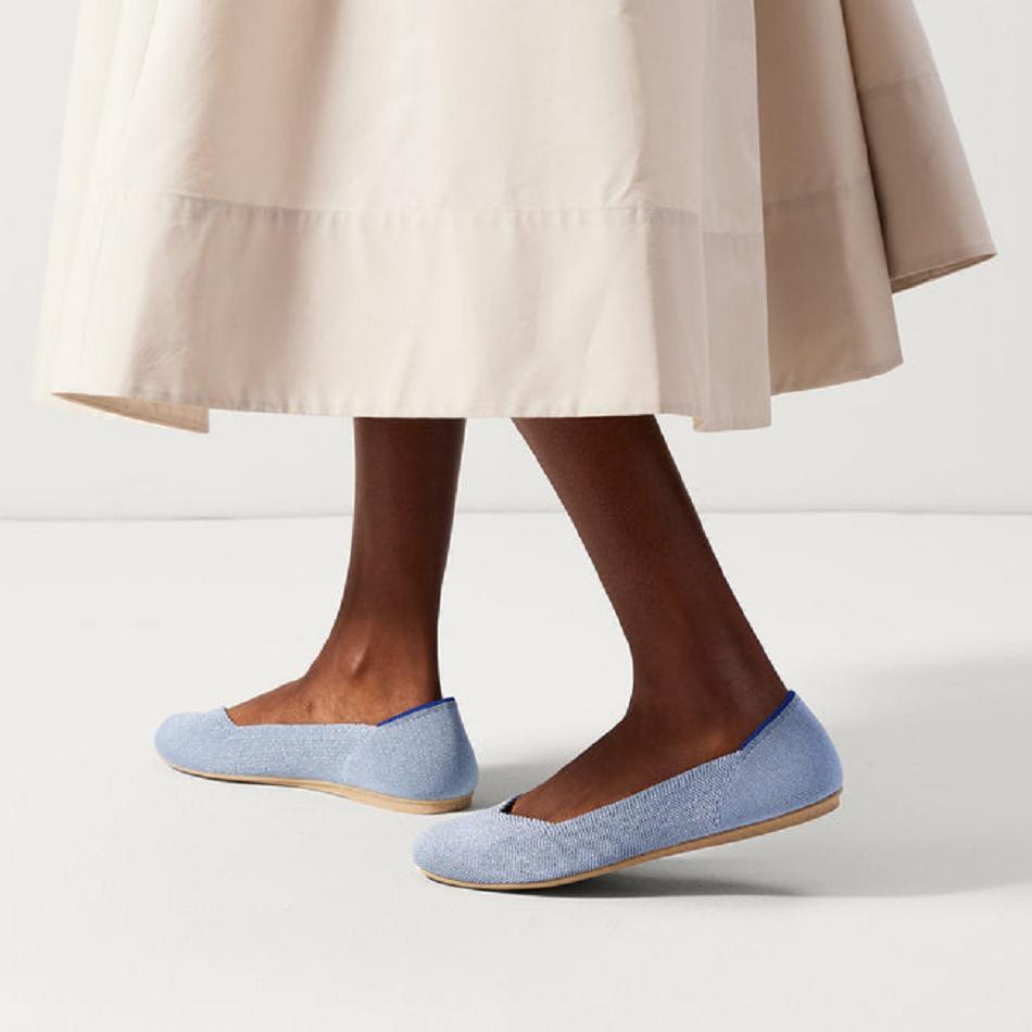 Women's Rothy's The Flat Flat Shoes Blue | BAUSO11396