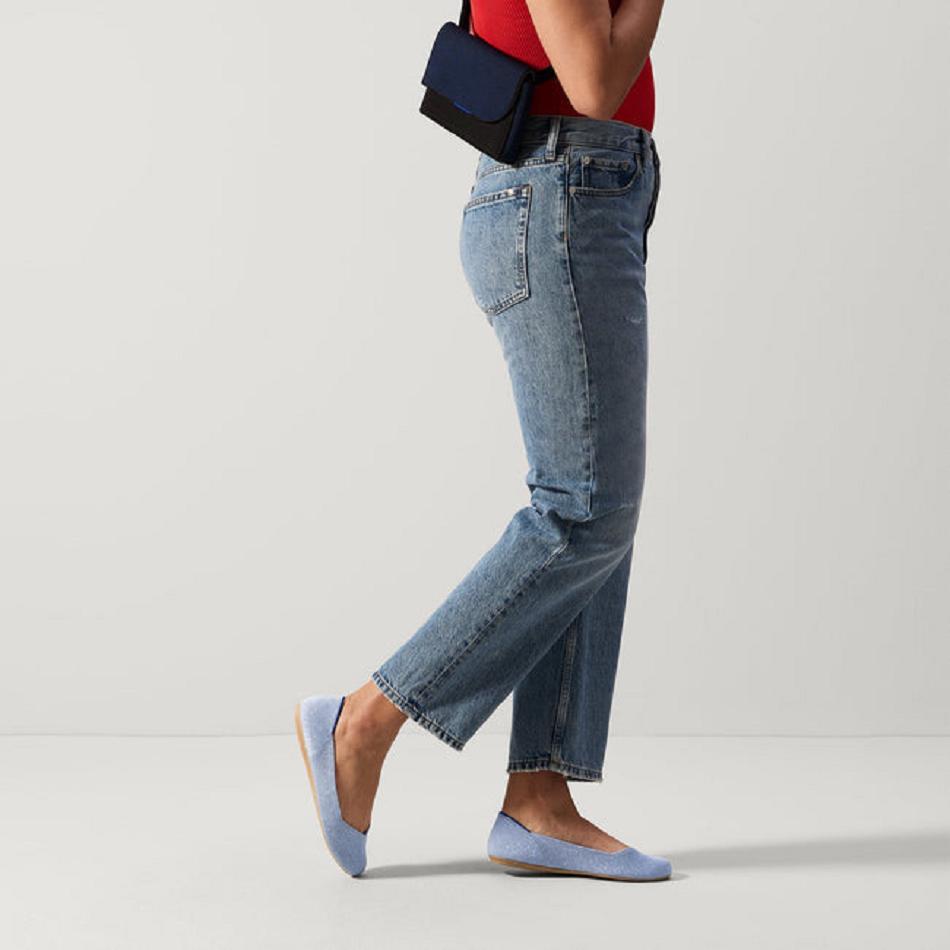 Women's Rothy's The Flat Flat Shoes Blue | BAUSO11396