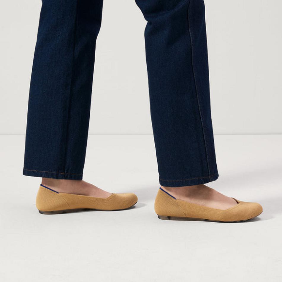 Women's Rothy's The Flat Flat Shoes Brown | BAUSD35688