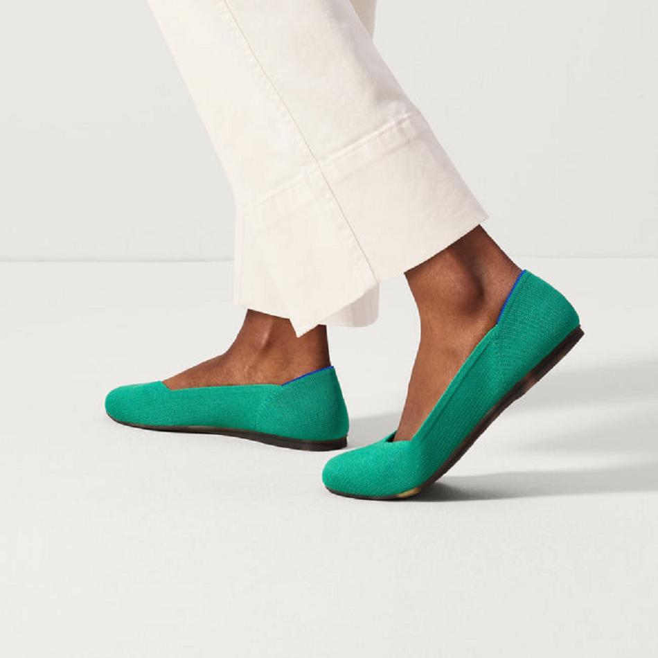 Women's Rothy's The Flat Flat Shoes Green | AUCIF47027
