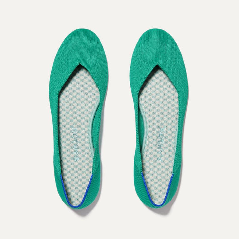 Women\'s Rothy\'s The Flat Flat Shoes Green | AUCIF47027