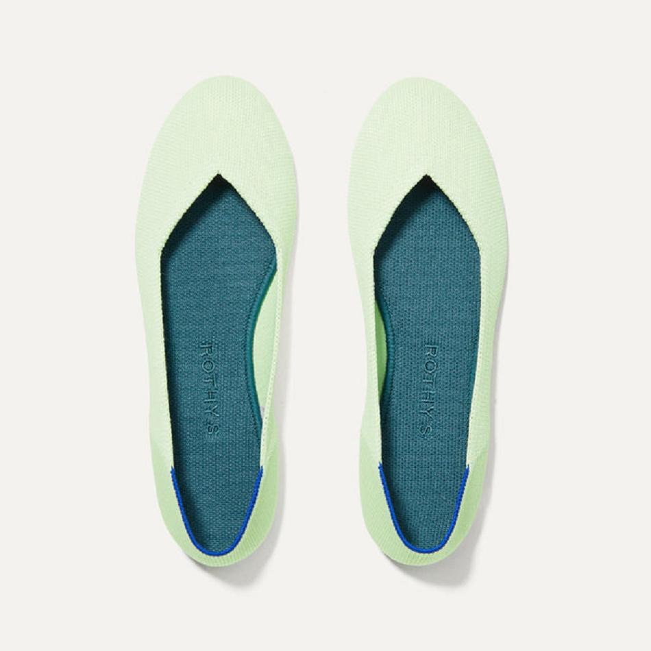 Women\'s Rothy\'s The Flat Flat Shoes Green | AUICD42296